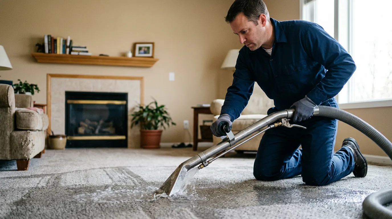 Water damage restoration technician working near Pedricktown, NJ
